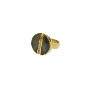 Black Cut up Moon Ring