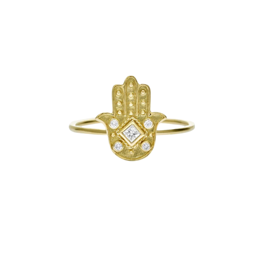 Enchanting Hamsa Ring with Diamonds