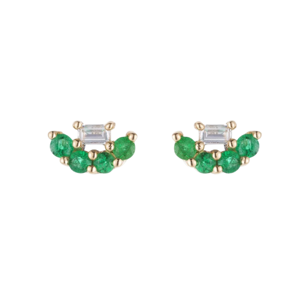 Single Emerald Lace Mini Baguette Stud